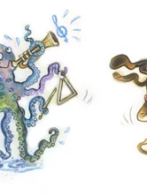 Reihe verschiedener gezeichneter Figuren